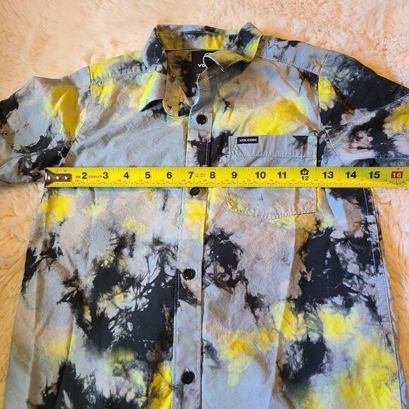 VOLCOM Stone boys size 7 tie dye button down shirt - Picture 5 of 6
